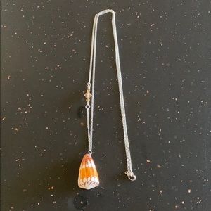 Tropical Cone shell with Tiger pattern and crystal station necklace